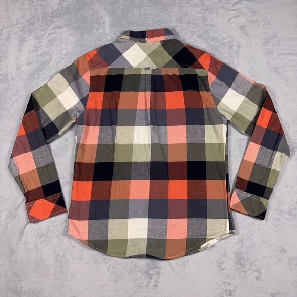 Chubbies Plaid Button Front Flannel Shirt Men's Size Medium Grey Orange Olive - Picture 6 of 6
